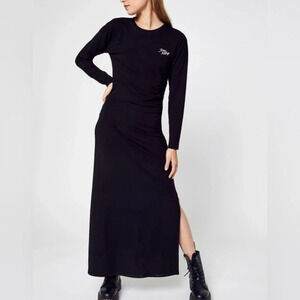 Maison Labiche Black Long Sleeve Viscose Stretchy Bodycon Maxi Dress Size S NWOT